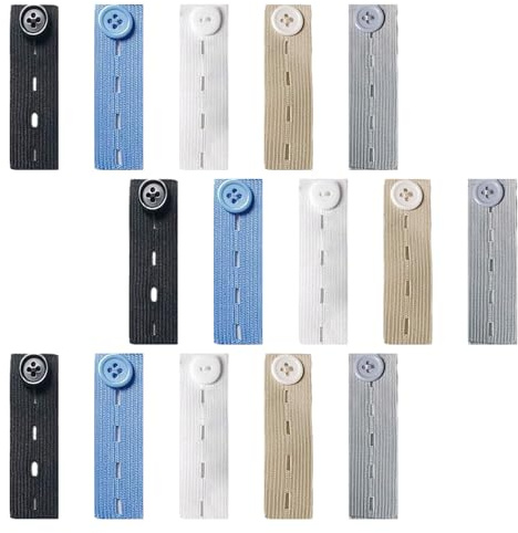 15 piezas ajustable elástico tamaño, alargadores de cinturón ajustable ampliador pantalones de embarazo botones de extensión elásticos para pantalones vaqueros y pantalones accesorio cómodo