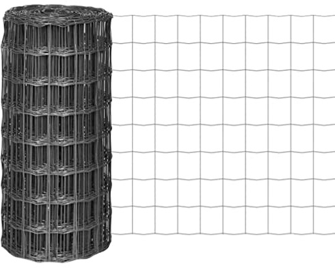 Panier métallique de clôture de jardin - Frise pour cour, clôture euro - En acier - 25 x 0,8 m - Gris - Pour jardin, terrasse, balcon