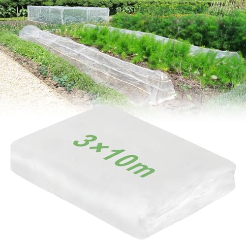 Red de protección contra insectos para verduras, 3 x 10 m, malla fina, red de protección para plantas, red de protección contra pájaros y plagas, ideal para verduras, árboles frutales e invernadero