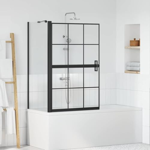 LoogCape Paraguas de ducha de baño negro transparente 80 x 68 x 128 cm, mampara de ducha con mecanismo plegable para baño, impermeable, ajustable, duradera, fácil cuidado