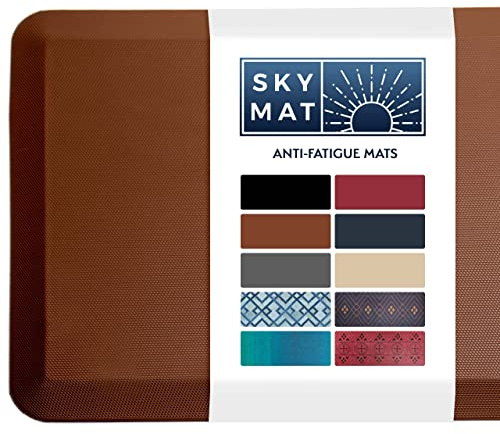 Sky Solutions Anti Fatigue Mat - 3/4 Cushioned Kitchen Rug and Standing Desk Mat & Garage - Non Slip, Waterproof and Stain Resistant (20 x 39, Brown)