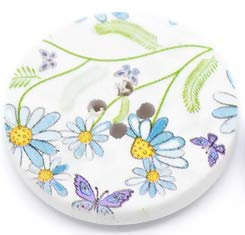 20 edle Holzknöpfe Blumenmotiv 30mm weiß 4-Loch rund Knopf Knöpfe Holzknopf zum annähen basteln nähen scrapbooking Jackenknöpfe Blusenknöpfe Bastelknöpfe
