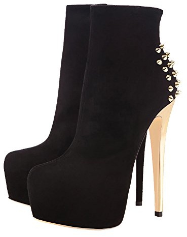 Only maker - Stivaletti da donna con plateau, tacco a spillo, oro nero., 38 EU