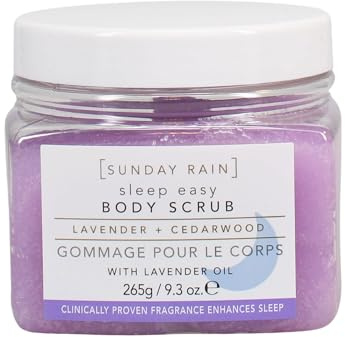 Sunday Rain Sleep Easy Polishing Body Scrub for Dry Skin, Calming Lavender Scent, Vegan and Cruelty-Free, 265g