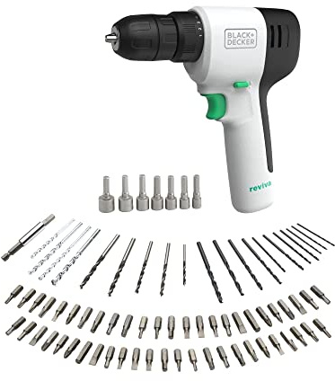 BLACK+DECKER Reviva 12 V skruvdragare med inbyggt batteri 1,5 Ah 80 tillbehör REVDD12A80-QW