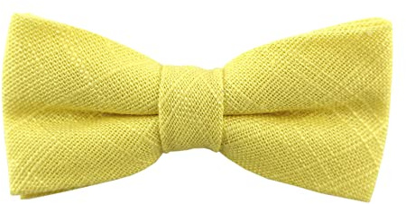 TigerTie - Farfallino per neonati e bambini in tinta unita con elastico regolabile da 24 a 39 cm di circonferenza del collo, 100% lino + scatola di conservazione, giallo limone, Fliegengröße: ca. 7 cm