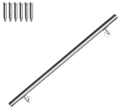 Vigevee Edelstahl Handlauf, Geländer Treppengeländer Wandhandlauf Innen & Außen, inkl. Wandhalterung und Endkappen, Rund Ø42mm, Treppe Wandhalter Haltegriff Stange, Länge:100 cm