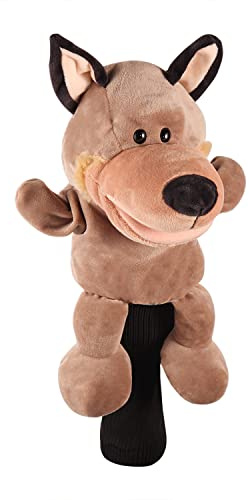 SHABIER Housse de protection en peluche pour driver de golf motif animal pour tête de club 460cc (Loup)