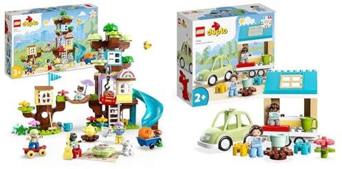 LEGO 10993 DUPLO 3-in-1 Baumhaus Spielzeug für Kleinkinder ab 3 Jahren & 10986 DUPLO Zuhause auf Rädern, Spielzeugauto mit großen Steinen
