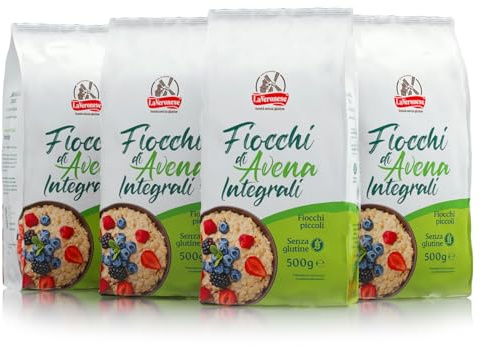 La Veronese | Fiocchi d'Avena Integrale, Fiocchi Piccoli, Senza Glutine, Ideali per una Colazione Sana e Proteica, 4x500 g