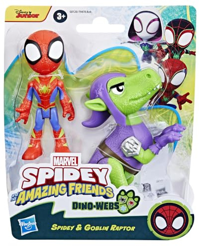 Hasbro Marvel Spidey e i Suoi Fantastici Amici, Dino-Web, Set di Action Figure di Spidey e Goblin Raptor