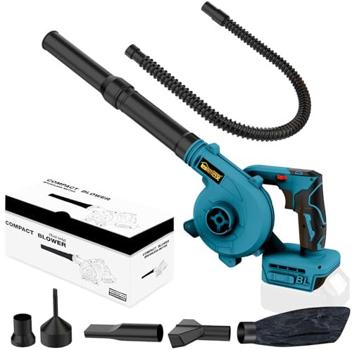 Soplador de hojas inalámbrico para batería Makita de 18 V, soplador eléctrico de mango 2 en 1 + aspiradora, 6 velocidades variables de hasta 180 MPH, soplador de aire eléctrico para el lugar de
