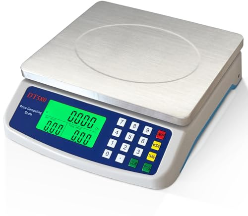 Báscula digital grande de cocina de 40 kg, de acero inoxidable, báscula de conteo de precios, báscula de conteo de delicatessen con pantalla LCD para hornear pan, cocinar carne, piezas de preparación