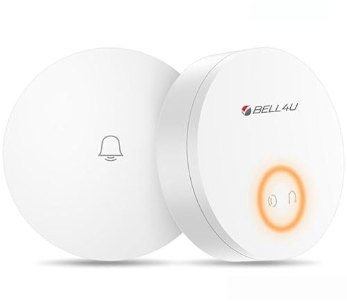 Bell4U WiFi Türklingel Funk, Funkklingel Aussen Wasserdicht Kompatibel mit Smartphone App, 0-110dB Laute Klingel Haustür mit 32 Melodien, Haustürklingel mit LED-Blitz