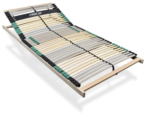 Sleepneo Lattenrost aus Buchenholz, extra Stabiler Lattenrahmen 100x200, bis 200Kg, Kopfteil verstellbar, 7-Zonen-Lattenrost mit 42 Latten, Made in Germany