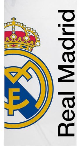 Toalla Real Madrid – Toalla Oficial con Diseño Exclusivo, Escudo y Colores del Club, Ideal para Playa, Piscina, Baño o Deporte, Accesorio Práctico para Aficionados al Fútbol