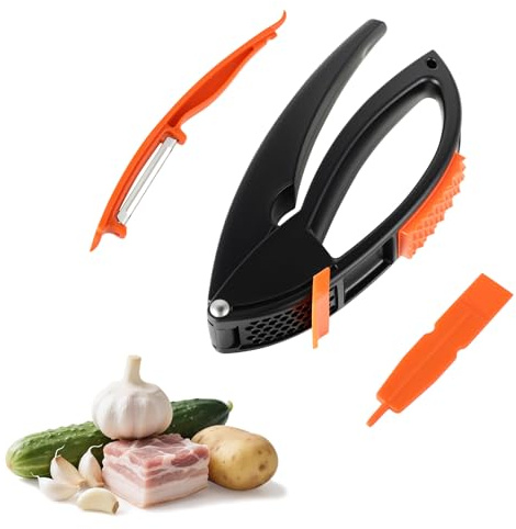 Presse Ail Multifonctionnel - Presse-Ail Facile à Nettoyer, Durable et Léger, Idéal pour Ail, Gingembre et Viande - Matériau Plastique Résistant, Design Ergonomique