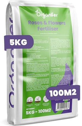 Engrais Pour Rosiers Et Fleurs - Tout-En-Un - 5 Kg Pour 100 M2 - Pour Vivaces Et Plantes À Fleurs - Nutrition Longue Durée, Couleurs Intenses, Racines Fortes Et Floraison Abondante - Organifer