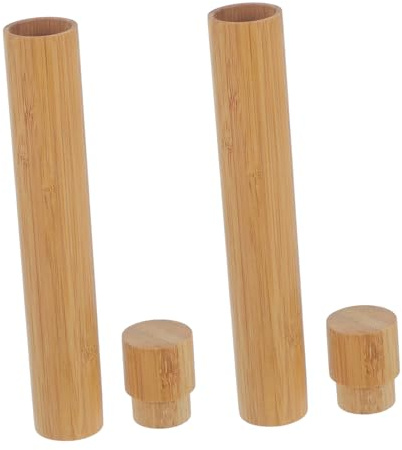 Tofficu Tube à Affiches Portable en Bambou Khaki 2pcs Bouchons Étanches pour Rangement de Dessins et Transport D'œuvres D'art Bureau Déplacement