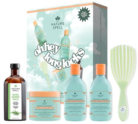 Nature Spell Hey Long Locks Haircare Gift Set for Her, Vegan, Pack of 5 | Beauty Gift for Women, Colour Safe, Sulphate Free, for All Hair Types