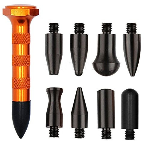 GS DIY Paintless Dent Repair Kit Metal Tap Down Pen With 9 Heads Tips Paintless Dent Removal Tools