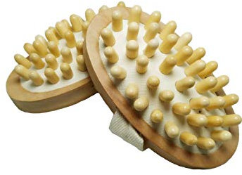 CareforYou Lot de 2 brosses de massage anti-cellulite en bois naturel pour le corps, la circulation et la relaxation musculaire, sauna, spa, bain