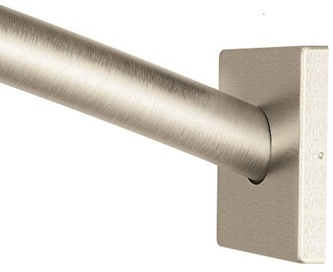 Moen CSR2167BN Triva 5-Foot Curved Fixed Mount Shower Curtain Rod with Pivoting Flanges, Brushed Nickel