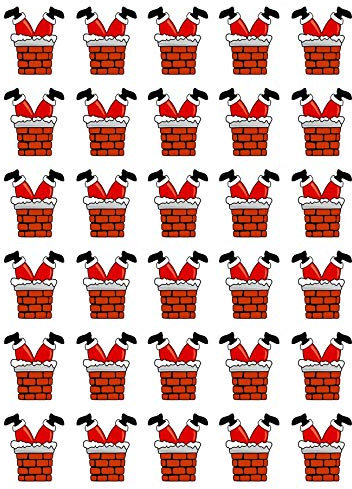 Lot de 30 décorations comestibles en papier gaufrette avec pattes de père Noël