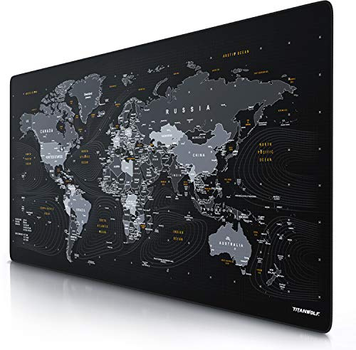 TITANWOLF - Alfombrilla de Ratón de Gran Tamaño 1200x600mm - Mouse Pad Gaming XXXL – Motivo Mapamundi - Precisión y Velocidad en Juegos - Antideslizante - Superficie de Tejido - para Ratón y Teclado