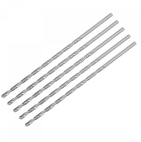 sourcing map 5uds 3mm Mini Micro Helicoidales broc*s, Alta-Velocidad Acero Recto Vástago Extra Largo Taladro broc* 120mm para Aluminio Aleación