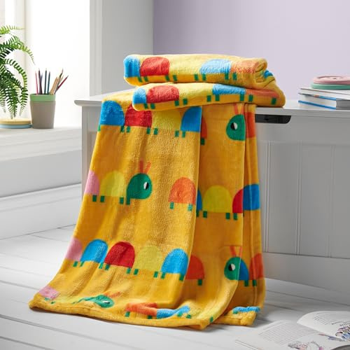 Catherine Lansfield Manta de Forro Polar para niños, 130 x 170 cm, diseño de Oruga Curiosa