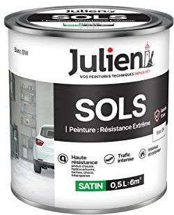 Julien Peinture Sols Extrême Intérieur et Extérieur - Chapes béton, ciment lissé, briques, asphalte, planchers et parquets - Blanc 0,5 L
