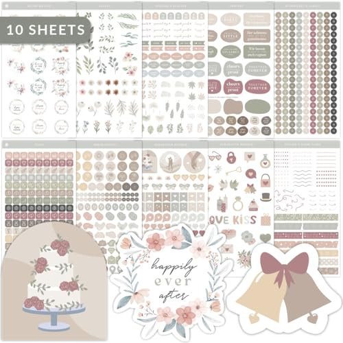 LEBENSKOMPASS® Sticker Hochzeit für Gästebuch, Fotoalbum und Kalender Set mit über 750 Hochzeitsstickern - Schöne Designs - viele Hochzeit Sticker und Aufkleber zur Dekoration