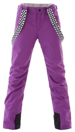 Skihose Damen Wasserdichte Professionelle Schneehose Winddichte Hosenträgerhose Winter Outdoor Regenhose Warme Wanderhose Snowboard Softshellhose mit abnehmbaren Trägern Overall & Schneefang Purple L