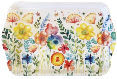 Ambiente Vassoio colorato in melamina con motivo floreale primaverile, 21 x 13 cm, stoviglie natalizie