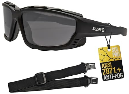 SOL PRO Powersport Sunglasses, Motorcycle Riding Safety Goggles, UV400 Anti-Fog, Dust-Resistant, Wraparound, Fit Men Women, Mowing, Shooting, Hunting