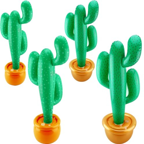 Confezione da 4 cactus gonfiabili da 88,9 cm, per feste estive in spiaggia, piscina, piscina, feste, feste messicane, cinco de Mayo, compleanno Hawaii