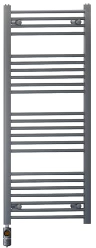 600mm Wide Anthracite Grey Electric Bathroom Towel Rail Radiator Heater With AF Thermostatic Electric Element UK Pre-Filled (600 x 1200 mm)