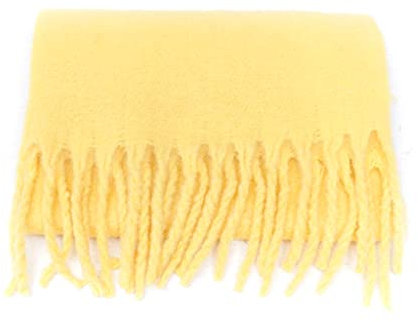 ZEPFJHE Luxuriöser Damenschal für den Winter, dick, warm, solide, langer Schal, Winter, Bandana, lange Decke, zitronengelb, M