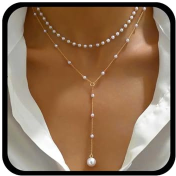 Cybche Vintage Collar De Perlas Y Lariat Collar De Perlas En Capas Collares De Gargantilla De Oro Collares De Perla Y Largo De Perla Gota De La Boda De Colgante De Joyería Para