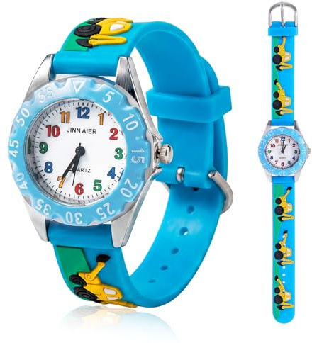 Vspek Montre Enfant Garçon, Mouvement à Quartz, 3D Dessin Animé Montre Garcon, Bracelet en Silicone Cadeau pour Enfants 3 Ans à 11 Ans, Junior Temps d'apprentissage