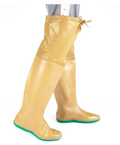 pangolin Thigh-High Waterproof Wading Boots - Durable PVC Rain Boots with Non-Slip Sole for Fishing, Farming, Hunting & Outdoor Work Yellow 11 UK