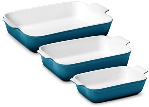 Rossallini Stoneware Baking Dish Set, 3 Pieces, Ocean Blue