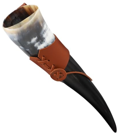 VALICLUD Corne À Boire Viking Avec Support Pu Gobelet Médiéval En Corne Pour Vin Hydromel Et Cocktail Accessoire Médiéval Pour Cosplay Fêtes Costumées Et Décoration De Table Rustique