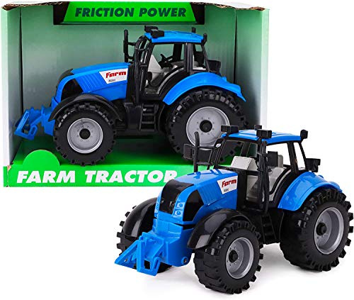 Toyland® Friction Powered Farm Tractor with Opening Bonnet - Available in Pink, Blue, Red & Green (Blue)