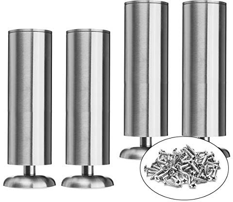 La Vane 10 / 25cm Metall Möbelfüße, 4er Set Edelstahl Tischbeine Schrankfüße mit Gummimatte für Schrank Sofa Küche Regal