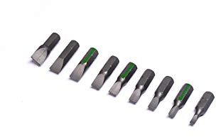 Barnwell Set of 9 Flat Slotted Head Screwdriver Bits 3mm 4mm 4.5mm 5mm 5.5mm 6mm 6.5mm 7mm & 8mm