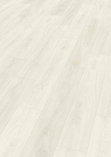 EGGER Home Laminatboden EHL098 Toscolano Eiche weiss (8mm, 1,995m²) | authentische Holzoptik | | Einfache Verlegung durch CLIC It! System | Praktisch & wertbeständig