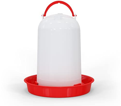 Hühnertränke 1,5, 3 oder 5 ltr. rot I Beheizbare Geflügeltränke für Hühner I Aufhängbarer Wasserspender I Automatische Wassertränke, Tränke, Hühnerzubehör I Geflügel Zubehör (Rot, 3 Liter)