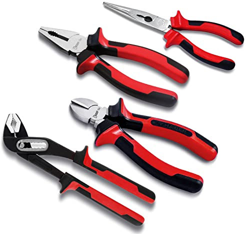 Sharp-tec 4Pcs Pliers Set, 8 Wire Cutters, 8 Water Pump Spanner, 8 Long Nose and 8 Combination Pliers, Anti-Slip Grip Tool Sets for Home Repair & Plumbing